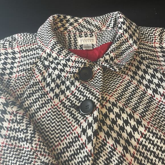 Allison Taylor Houndstooth Plaid Coat Jacket Size 14 Preppy Academia Career - Picture 10 of 10